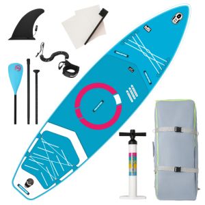 Inflatable Stand Up Paddle Board (6 Inches Thick) with Premium SUP Accessories & Carry Bag | Wide Stance, Bottom Fin for Paddling, Surf Control, Non-Slip Deck | Youth & Adult Standing Boat
