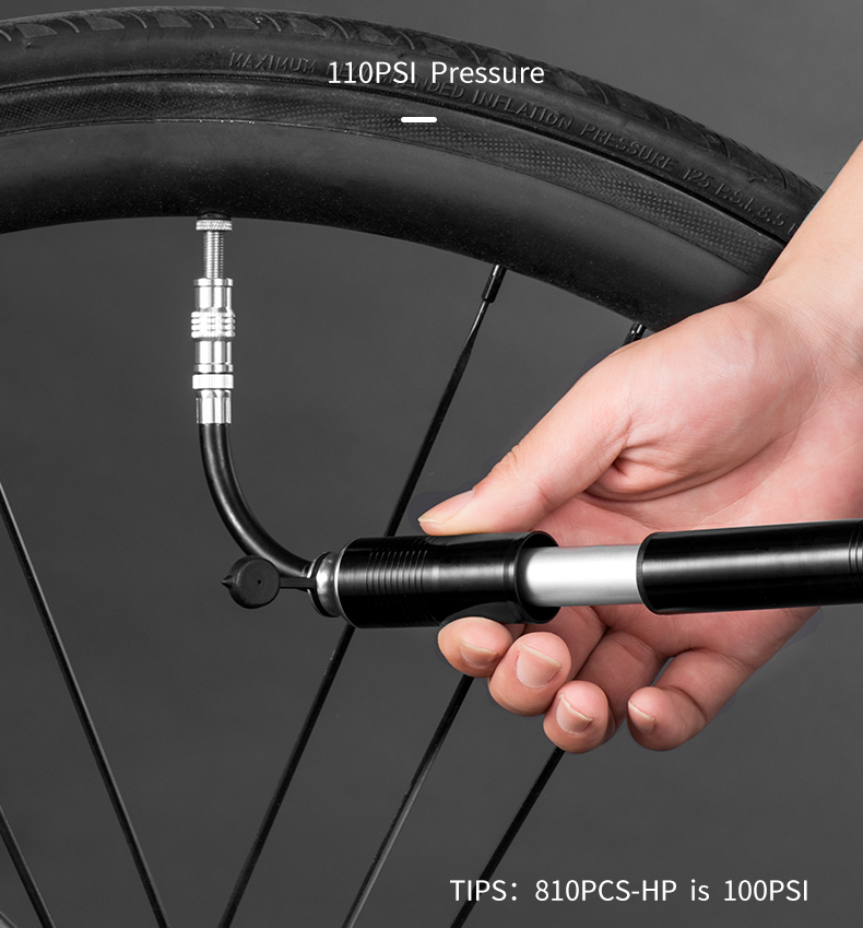 Bicycle Pump Mini Portable 110 PSI Pressure Aluminum Alloy - Bicycle pump - 8