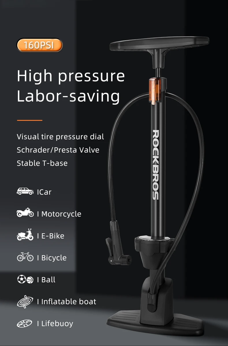 160PSI Bicycle Pump High Pressure Labor-saving Portable With Pressure Gauge Inflator - Bicycle pump - 1