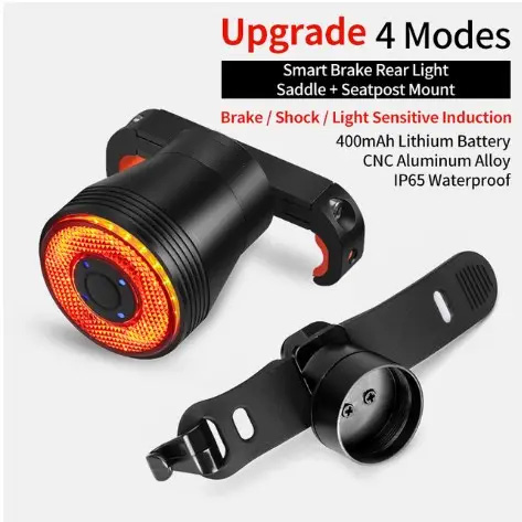 Bicycle Accessories Tail Light IPx6 Waterproof LED USB Rechargeable Smart Rear Brake Led Light