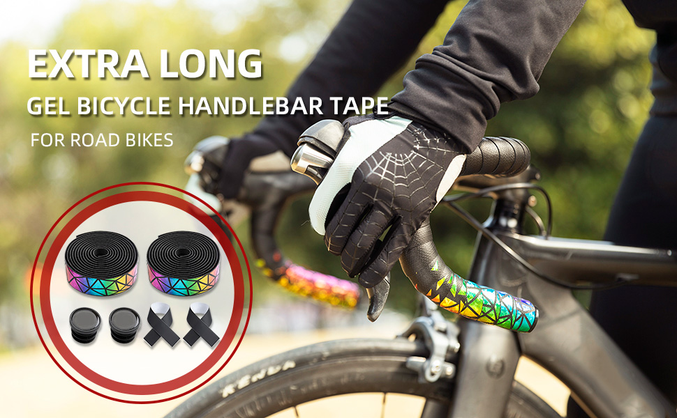Road Bicycle Bar Tapes 2 Roll PU Leather Surface EVA Foam Cycling Handle Bar Wraps with End Plugs - bike grips - 1