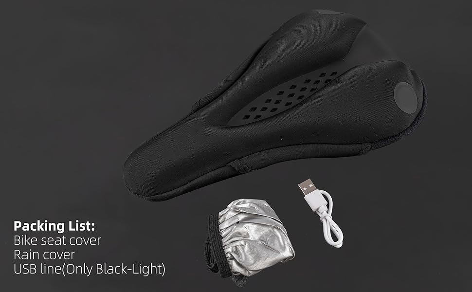 Gel Bike Seat Cover for Comfort Bicycle Seat Cushion with Rechargeable Taillight, Soft Bike Saddles Cover - Bike Saddle - 1
