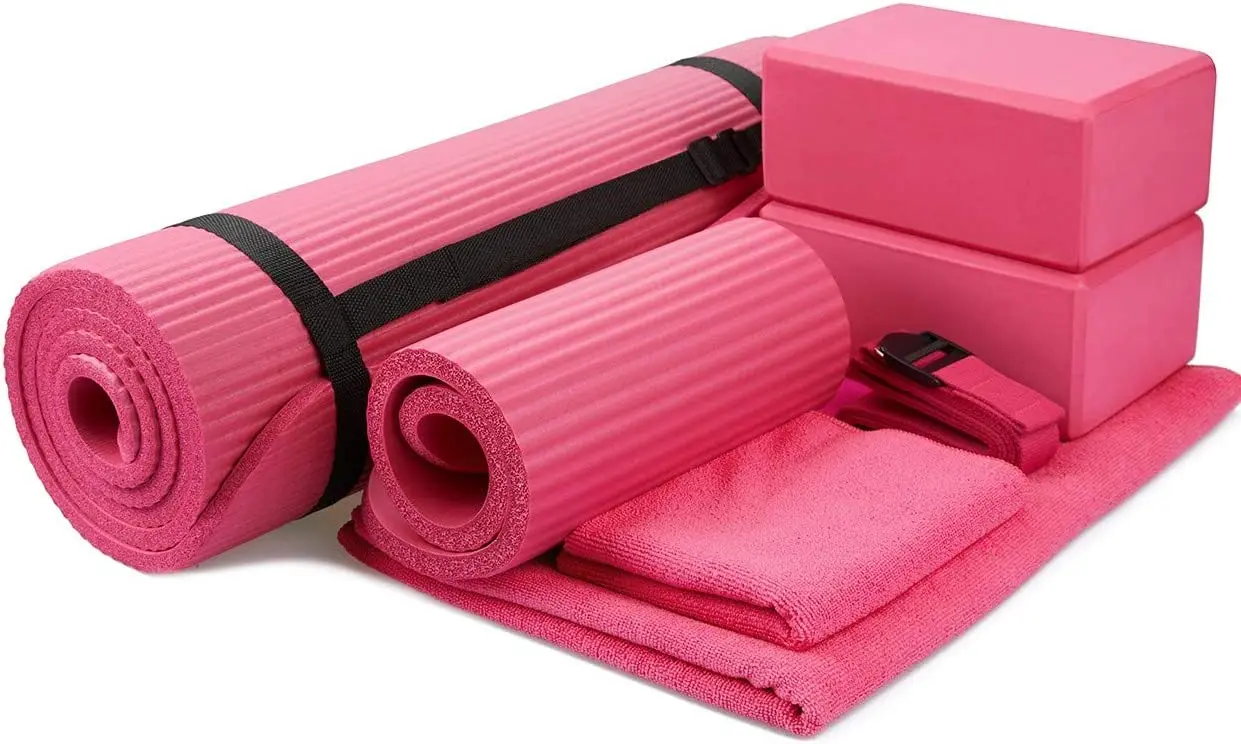 Non Slip Exercise and Fitness Mat for All Types of Yoga Pilates and Floor Exercise Yoga Mat - Yoga Strap - 1