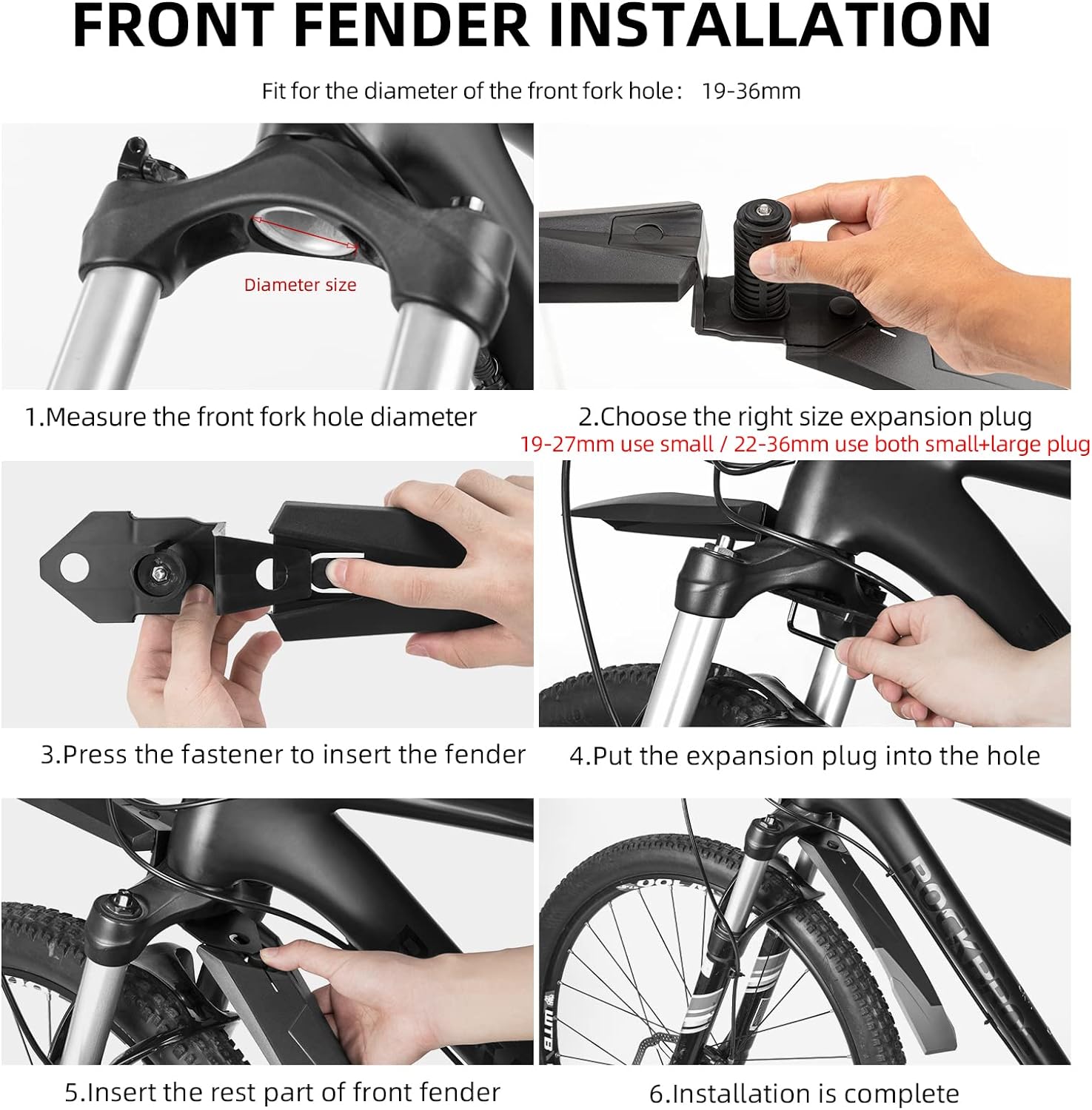 Bike Fender Adjustable MTB Mudguard Front/Rear Fender Cycling Fenders Set Protector Bike Guards - Bike Mudguard - 3
