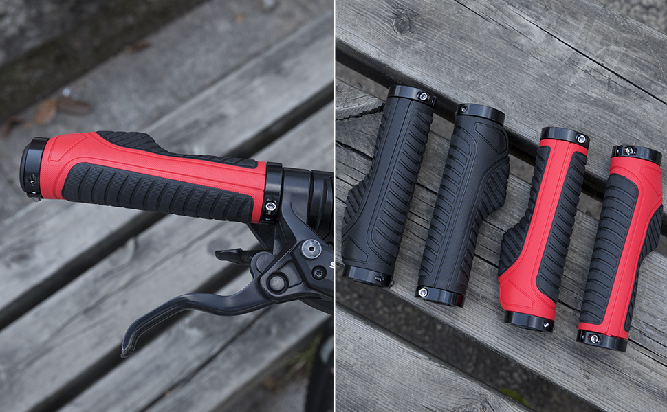Bike Handle Grips Double Aluminum Clamp Lock On Grips for MTB BMX Mountain Bike - bike grips - 2