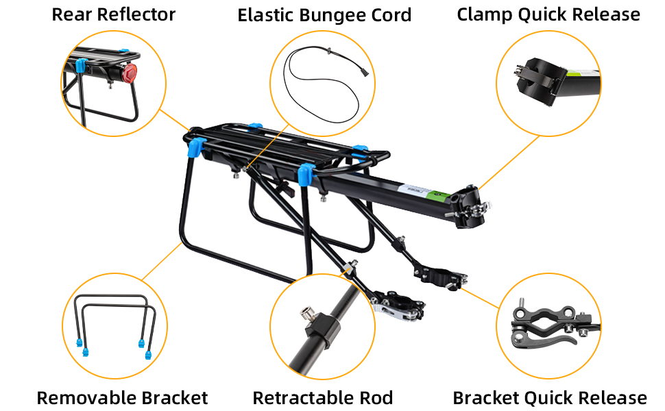 Bike Cargo Rack, Bike Rack for Back of Bike, Aluminum Alloy Mountain Bike Rear Rack - Bike Rack - 3