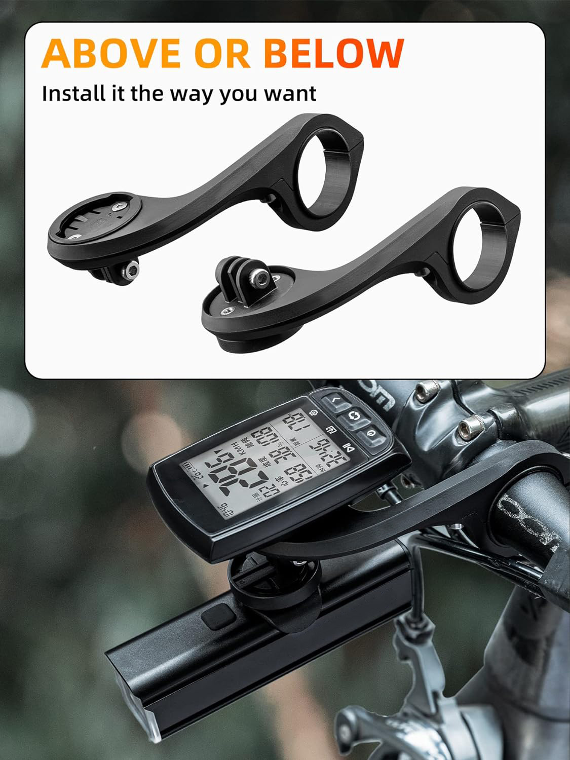 Out Front Mount Compatible with Garmin, iGPSPORT - Bike Handlebar 1.26’’-1.38’’/ 32-35mm - Bike computer & accessories - 1