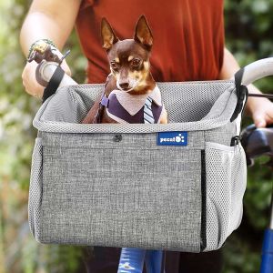 Basket Pet Carrier Bicycle, Dog Booster Car Seat Pet Booster Seat with Padded Shoulder Strap