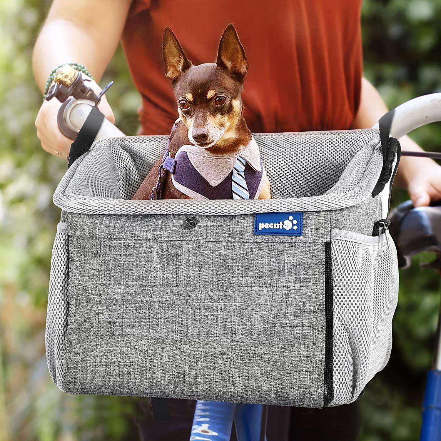 Basket Pet Carrier Bicycle, Dog Booster Car Seat Pet Booster Seat with Padded Shoulder Strap - Bicycle bag - 1
