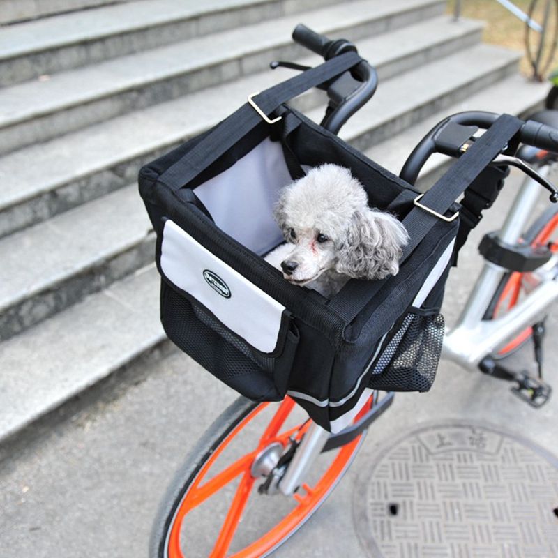 Durable Pet Bicycle Basket Carrier Bicycle Dog Leash Car Foldable Transport Bag Carrying Travel Seat - Bicycle bag - 1