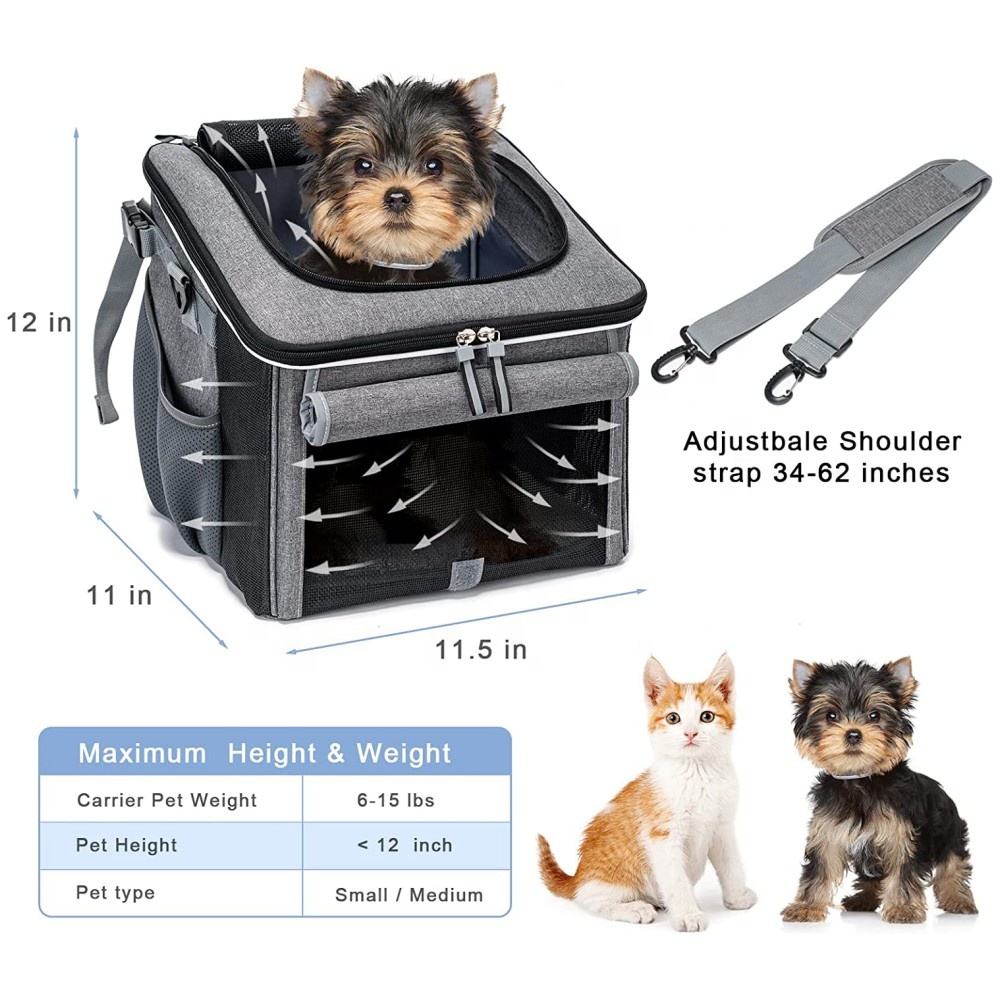 Dog Bike Basket, Soft-Sided Dog Bike Carrier with 4 Mesh Windows for Small Dog Cat Puppies - Bicycle bag - 4