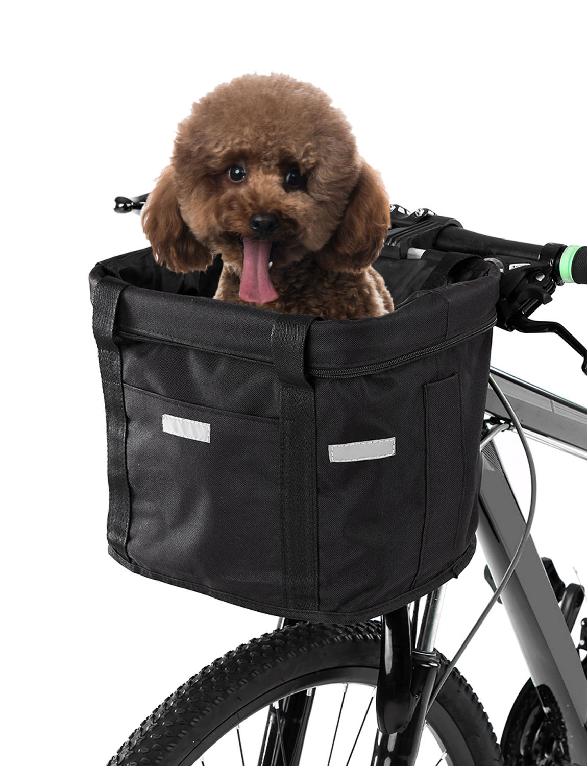 Bicycle Front Basket Removable Waterproof Bike Handlebar Canvas Basket Pet Carrier Frame Bag Bicycle - Bicycle bag - 5