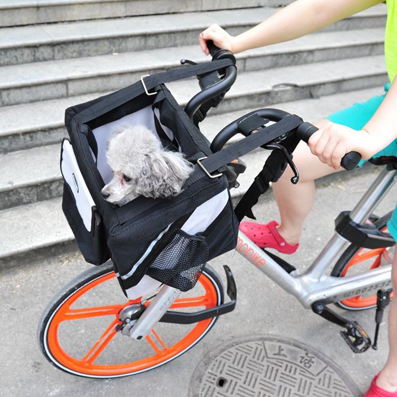 Durable Pet Bicycle Basket Carrier Bicycle Dog Leash Car Foldable Transport Bag Carrying Travel Seat - Bicycle bag - 4