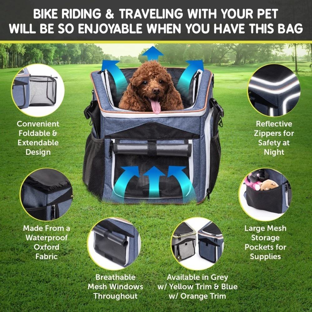 Foldable Dog Bike Basket - Expandable 6 in 1 Soft Pet Carrier Backpack Dog Carrier Shoulder Bag Car Seat Carrier - Bicycle bag - 5