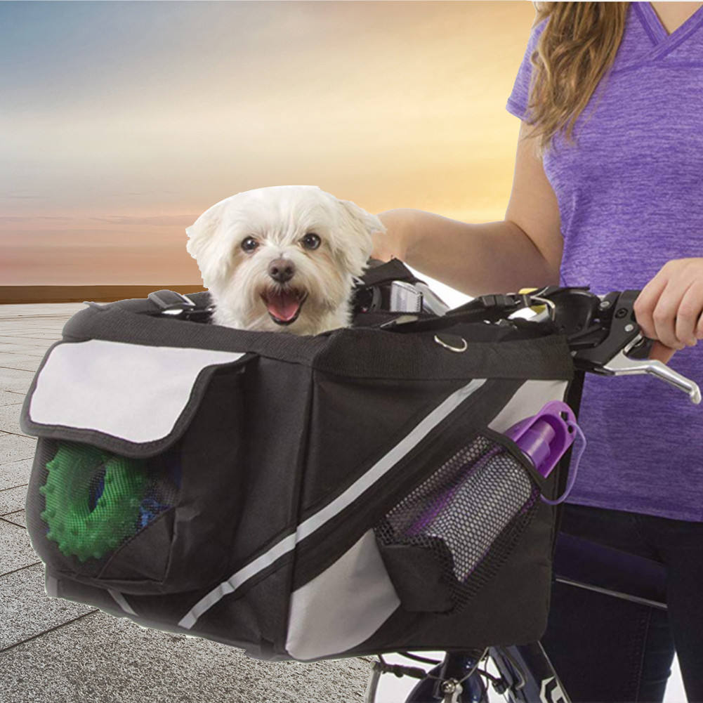 Hot Outdoor Pet Bags Bicycle Dogs Baskets Puppy Cat Car Bike Handlebar Front Basket - Bicycle bag - 6