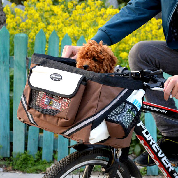 Durable Pet Bicycle Basket Carrier Bicycle Dog Leash Car Foldable Transport Bag Carrying Travel Seat
