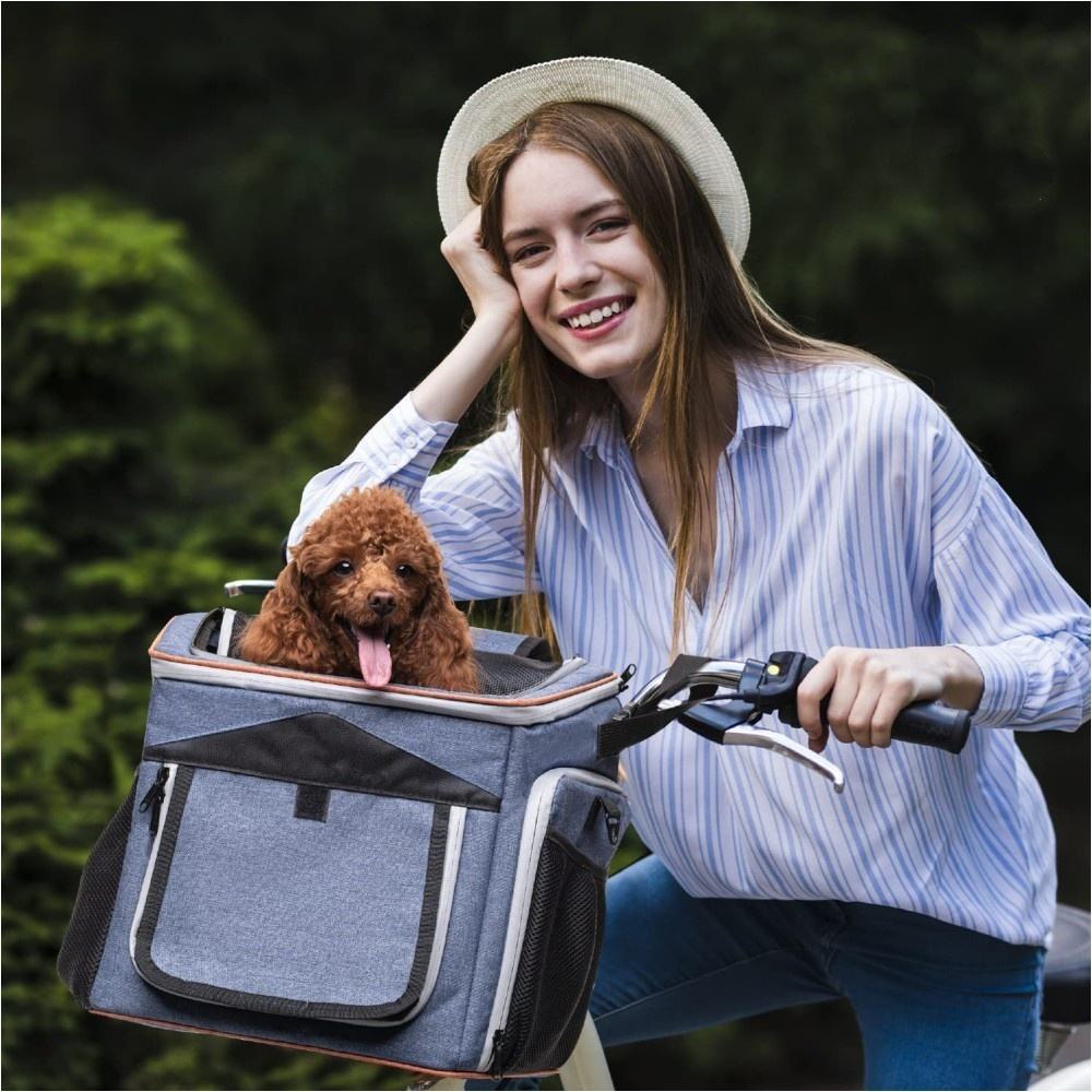 Foldable Dog Bike Basket - Expandable 6 in 1 Soft Pet Carrier Backpack Dog Carrier Shoulder Bag Car Seat Carrier - Bicycle bag - 6