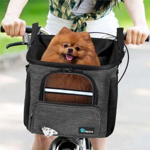 Dog Bike Basket – Bicycle Basket for Pet Ventilated Dog Bike Carrier Backpack, Car Seat for Mesh Window, Soft Sherpa Bed