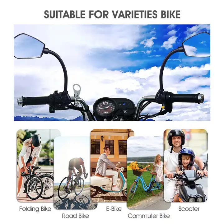 Bicycle Rearview Handlebar Mirrors 360 Degree For Mountain Road Bike Bendable Hose Adjustable Rearview Mirror