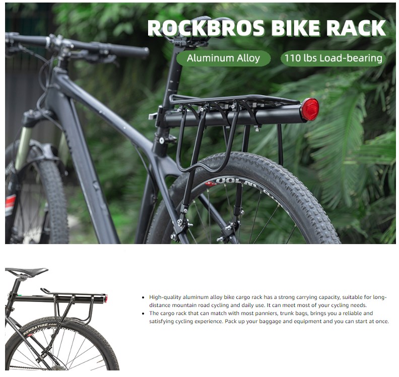 Quick Release Bike Rack for Back of Bike Bike Luggage Cargo Rack Mountain Bike Rack Most 165lbs Capacity - Bike Rack - 1