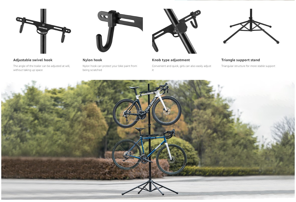 2 Bicycle Vertical Trailer Rack Indoor Bike Rack Gravity Wall Vertical Bike Stand Adjustable For Bicycles - Bike Rack - 2