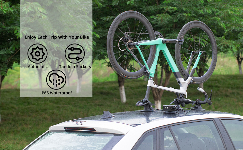 Single Bike Rack for Cars Electric Suction Cup Bike Rack for Car Roof with No Hitch Mount No Demage to Paint Bike Rack - Bike Rack - 1