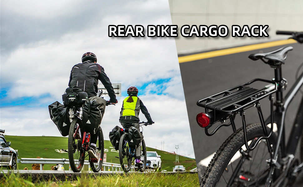 Adjustable Bicycle Luggage Carrier Rack Rear Quick Release Mountain Bike Pannier Rack with Elastic Band and Reflector - Bike Rack - 1