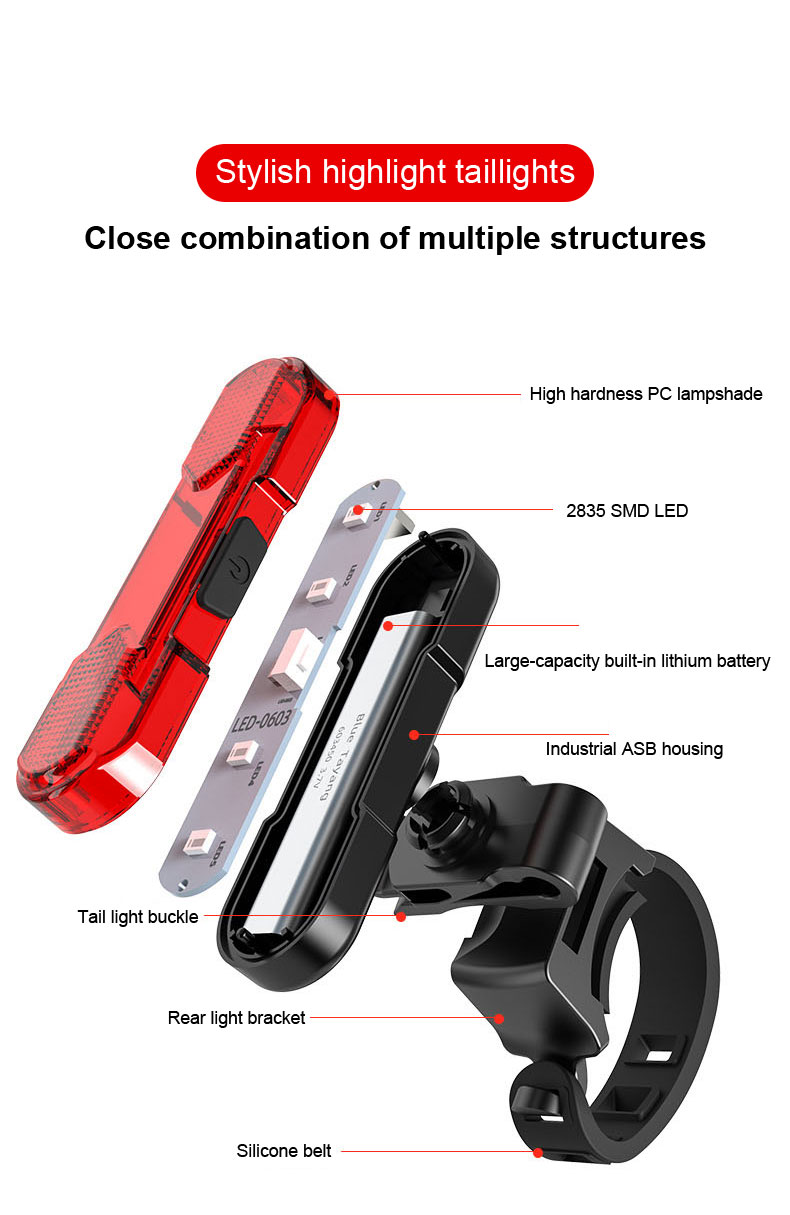 Bicycle Rear Light USB Rechargeable Cycling LED - Bicycle Light - 1