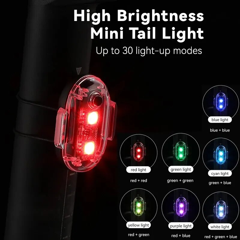 Bicycle Taillight Multi Lighting 7 Colors 30 Modes USB Rechargeable - Bicycle Light - 1