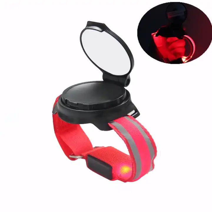 Handlebar Rearview Mirror 360 Degrees Rotatable With Light Foldable Bicycle Rear View Glass - bicycle rearview mirror - 3