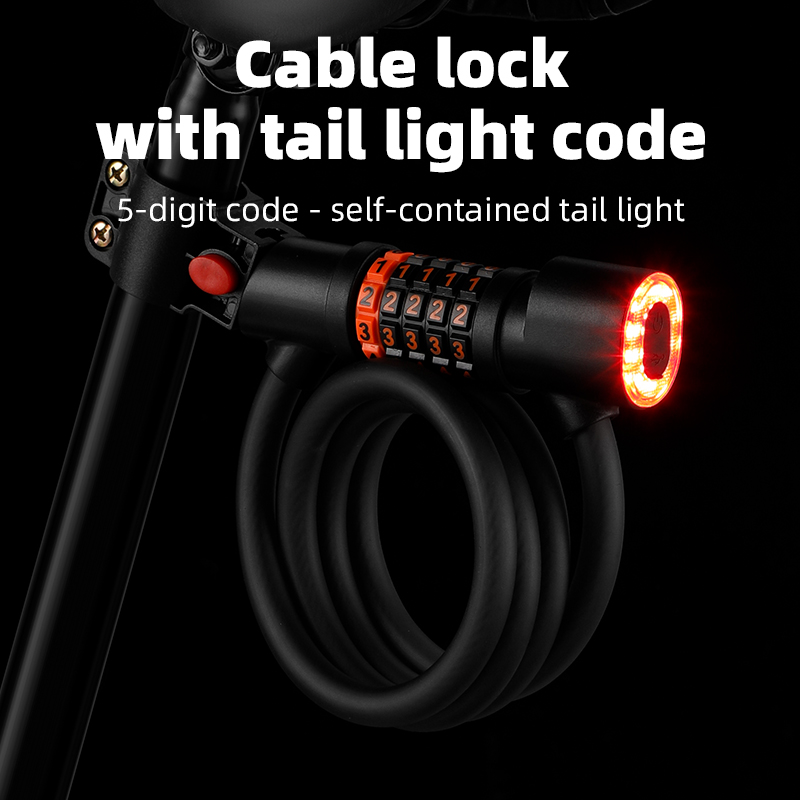Tail light code steel cable lock for bicycle motorcycle - Bicycle Light - 1