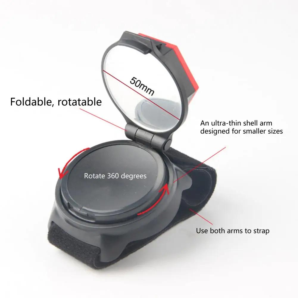 Wrist Compact Adjustable Cycling With Warning Light for Riding Bicycle Bike Rear Mirror