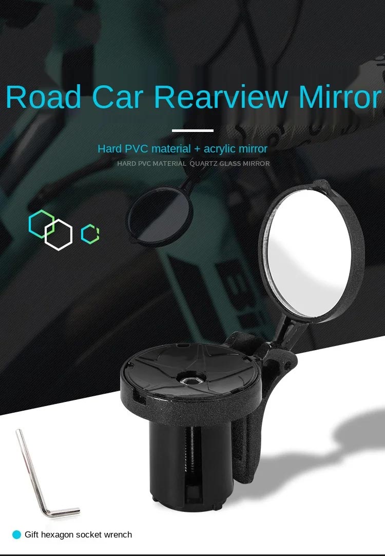 360 Degrees Handlebar Bike Mirror Adjustable Safety Rearview Mirror Light - bicycle rearview mirror - 1