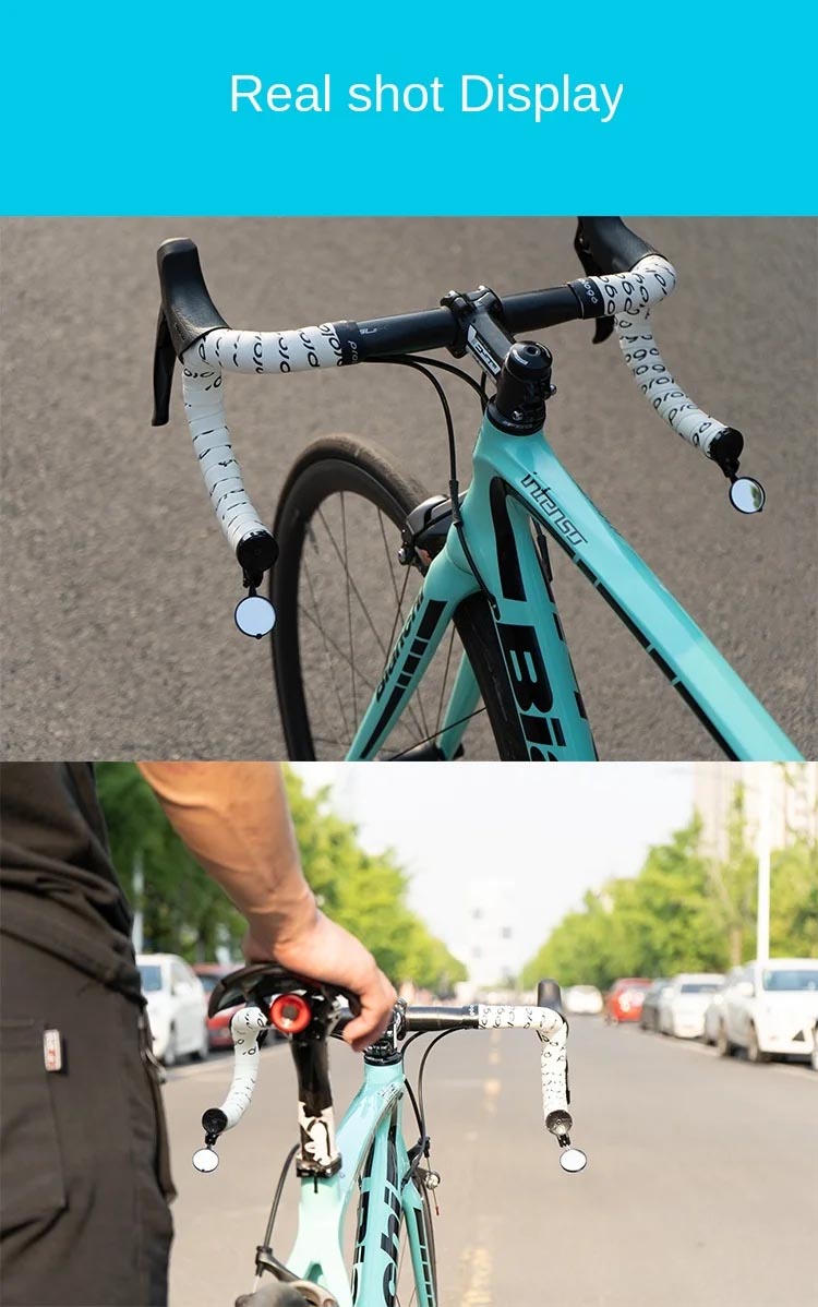 360 Degrees Handlebar Bike Mirror Adjustable Safety Rearview Mirror Light - bicycle rearview mirror - 3