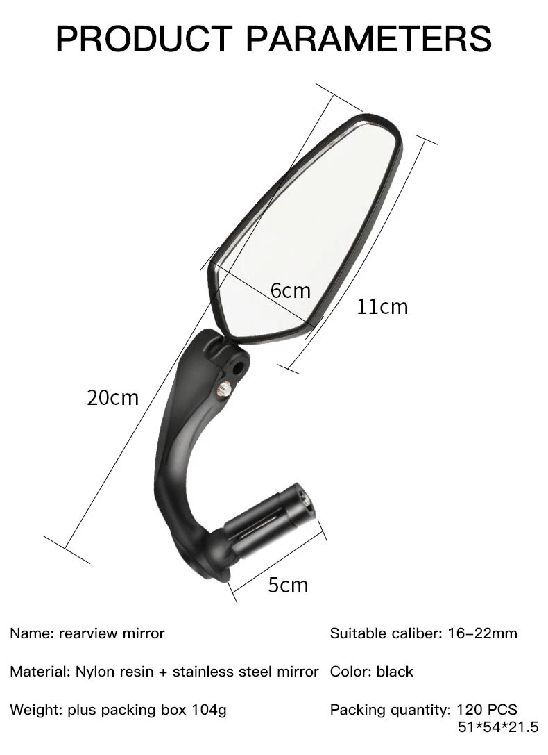 Rearview Mirror Reflective Handlebar Side Mirror Portable Electric bike Rear View Mirror - bicycle rearview mirror - 2