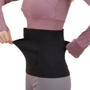 Women’s Autumn Winter Waist Support Belt with Double Pockets Protect Stomach and Prevent Catching Cold for Menstruation