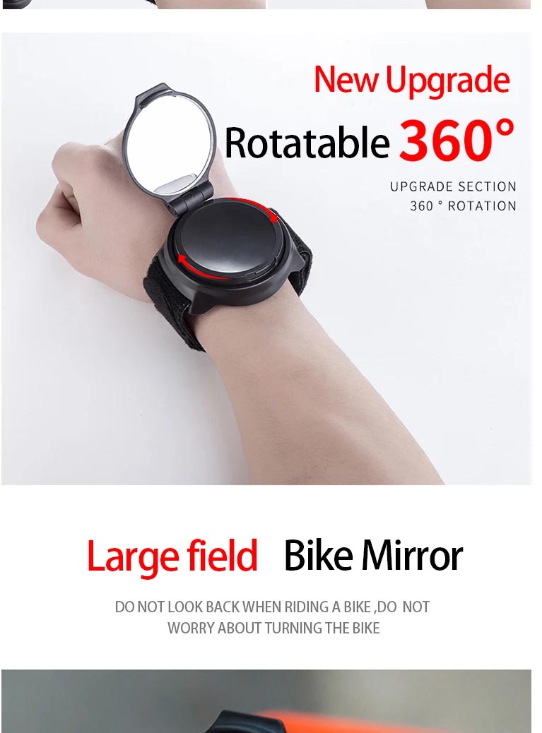 Popular arm mirror rotate 360 degree reflector bicycle wrist mirror bike accessaries - bicycle rearview mirror - 2